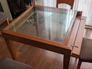 Mesa comedor madera y cristal extensible 90/180x90