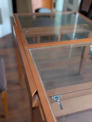 Mesa comedor madera y cristal extensible 90/180x90