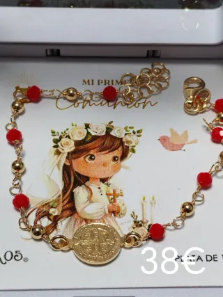 Pulsera Primera Comunión Plata Chapada Oro