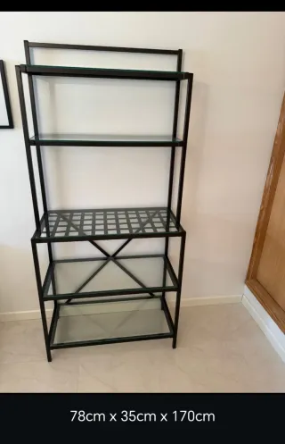 Estantería Metálica con Estantes de Cristal