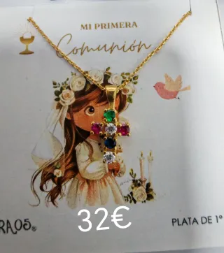 Cadena con cruz chapada en oro