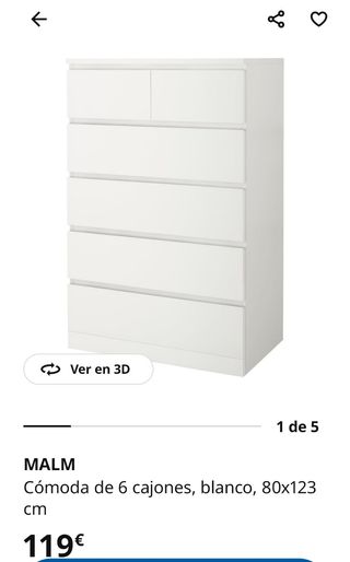 Comoda Malm Ikea blanca