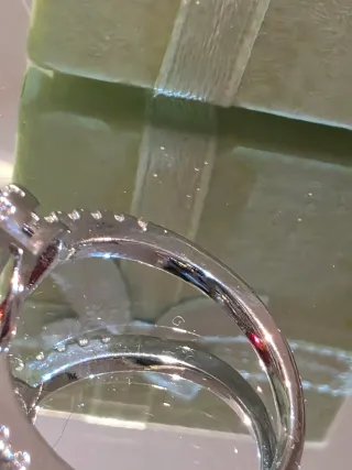 Anillo Corazón Rojo Brillante Plata+cajita