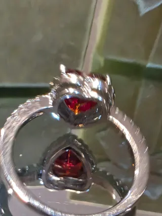 Anillo Corazón Rojo Brillante Plata+cajita