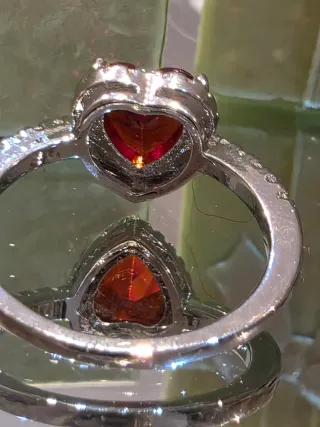 Anillo Corazón Rojo Brillante Plata+cajita