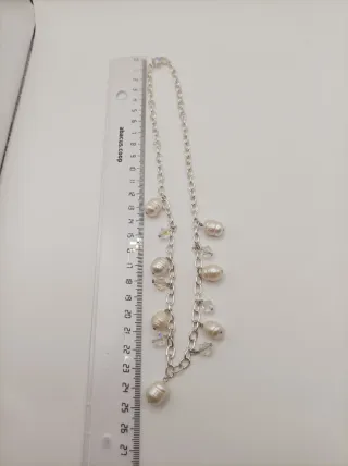 Collar perlas naturales arroz plata