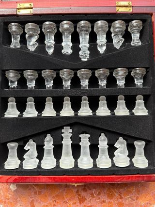 Juego Ajedrez Cristal con Caja Madera