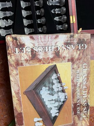 Juego Ajedrez Cristal con Caja Madera
