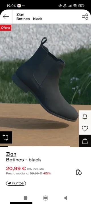 Botines de Piel Hombre Negros Casual, ligeras