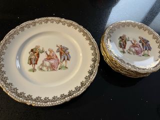 Juego Platos Santa Clara Escena Galante Porcelana