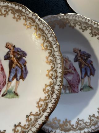 Juego Platos Santa Clara Escena Galante Porcelana