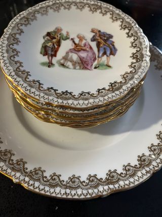 Juego Platos Santa Clara Escena Galante Porcelana