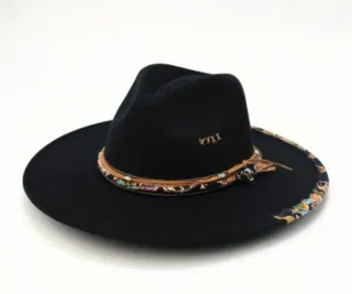 Sombrero Fedora Negro con Detalles