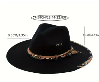 Sombrero Fedora Negro con Detalles