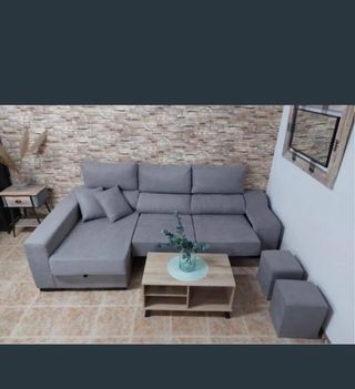 Sofá modular gris tela