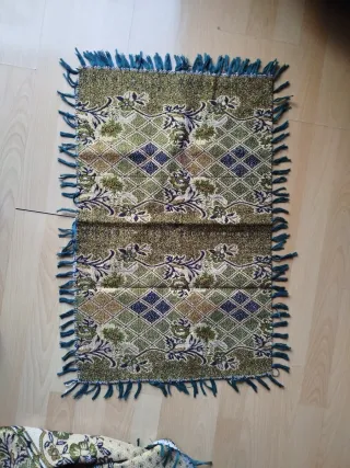 Colcha marroquí tela dorada y verde