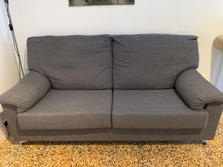Sofá 2/3 plazas gris tela