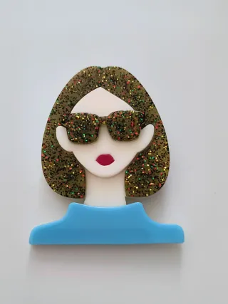 Spilla donna glitter oro occhiali da sole