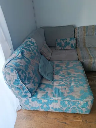 Sofá modular Fama azul y turquesa