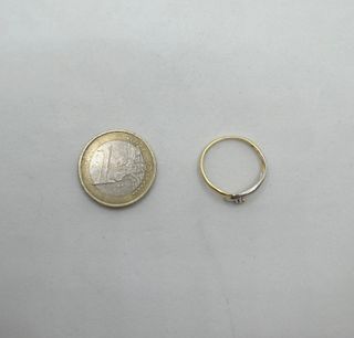 Anillo de oro combinado 18k, 1.42 g, T-17.