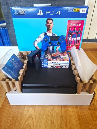 Ps4 Slim 1Tb + Mando + Juegos + Cargador + Caja