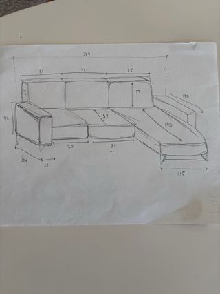 Sofá azul con chaiselongue