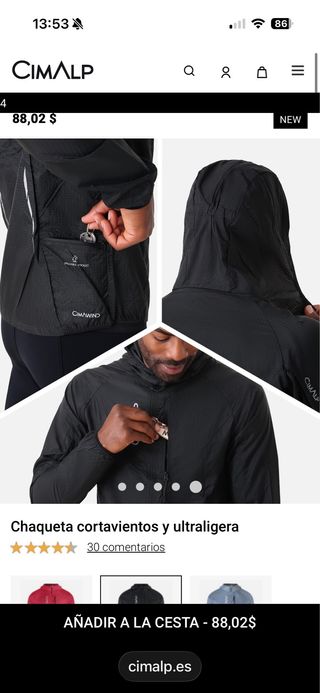 Chaqueta cortavientos CIMALP ultraligera