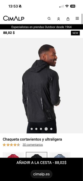 Chaqueta cortavientos CIMALP ultraligera