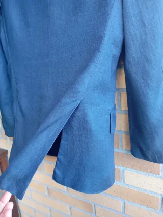 Blazer Lino Massimo Dutti Azul