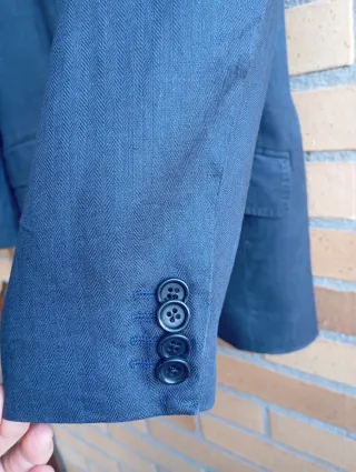 Blazer Lino Massimo Dutti Azul