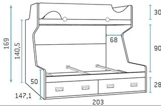 LITERA CON CAMA DE MATRIMONIO F211.