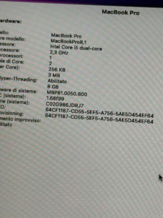 MacBook Pro con SSD 256 GB