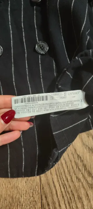 Blazer gessato nero doppiopetto ragazza Oysho