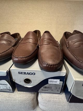 6 Pares Sapatos Sebago Castanhos