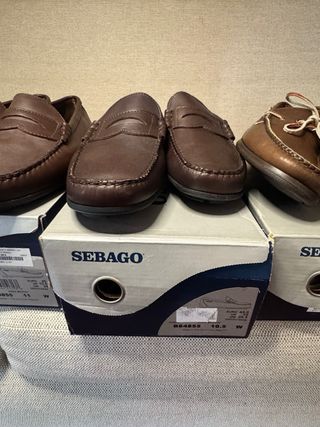 6 Pares Sapatos Sebago Castanhos