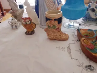 Figuras de porcelana pareja azul y blanco