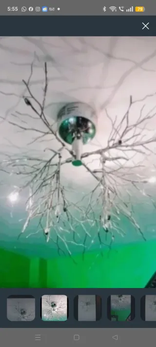 Lámpara araña ramas plateadas