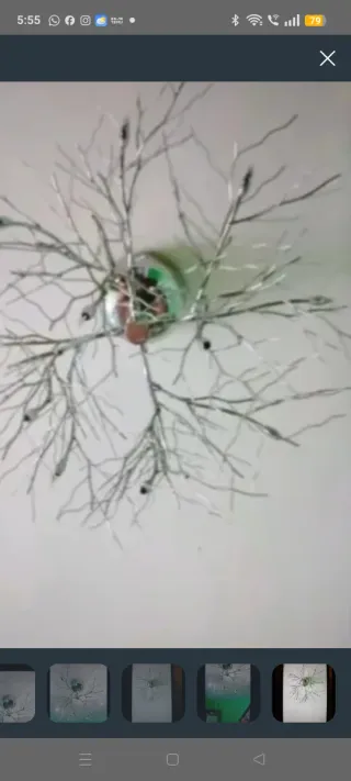 Lámpara araña ramas plateadas