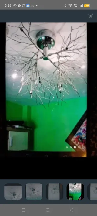 Lámpara araña ramas plateadas