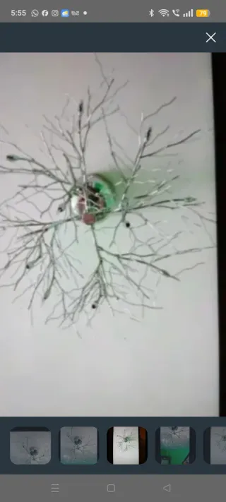 Lámpara araña ramas plateadas