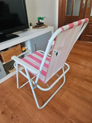 Silla de Playa Plegable Rayas Rosas