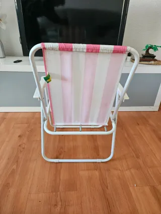 Silla de Playa Plegable Rayas Rosas