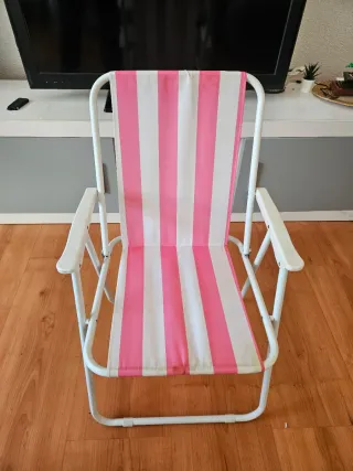 Silla de Playa Plegable Rayas Rosas