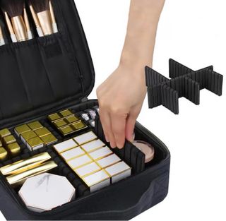 Bolsa de maquillaje rígida negra