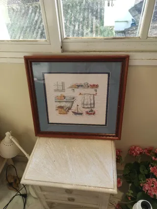 Cuadro Petite Point Madera hecho a mano con madera