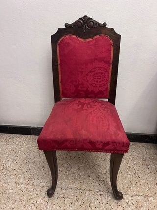 Silla antigua tapizada madera y tela
