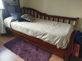 Cama nido de madera, con cama en cajón inferior