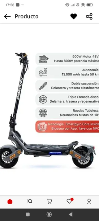 Patinete Eléctrico Smartgyro Rockway Evo