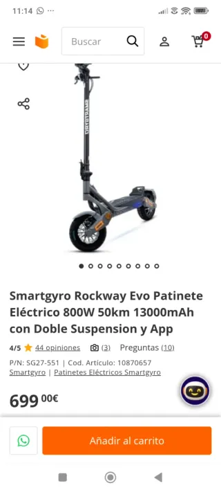 Patinete Eléctrico Smartgyro Rockway Evo