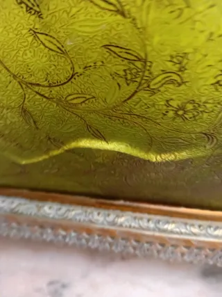 Jardinera antigua cristal y metal verde